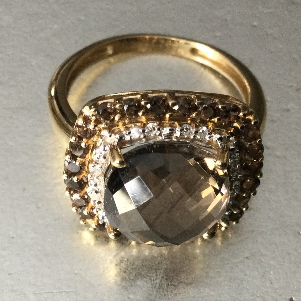 14k Yellow Gold Smokey Quartz Ring
